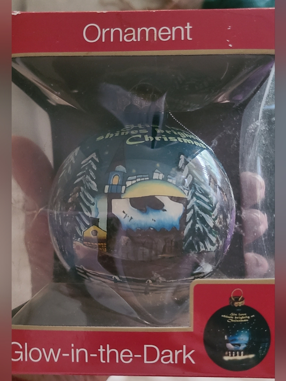 NIB American Greetings Blue Glow-in-the-Dark Winter Scene Ornament